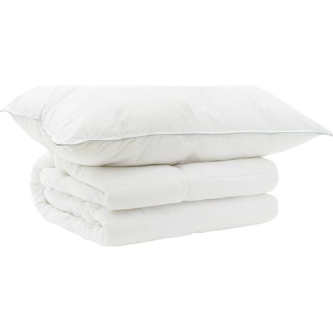 Bettdecke und Kissen Set 2 pcs 135x200 cm Sommer 200 GSM Wolle vidaXL (1/5)