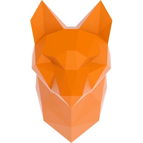 Stickers adhésifs 3D Sticker Mural Autocollant effet 3D origami renard orange Stickers muraux Chambre Adulte Stickers muraux 3D Déco Salon Autocollants muraux Trompe l'oeil 50 x 30 cm