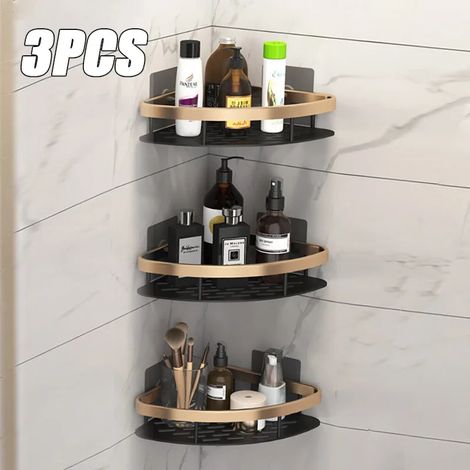 Étagère d'angle (lot de 3) - Organisateur de douche mural sans clous - Étagère en aluminium - Accessoires de salle de bain (1/5)