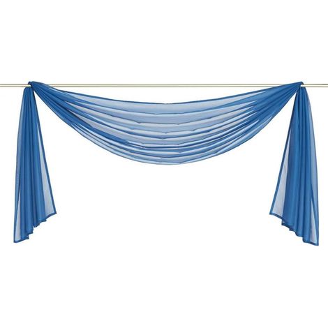 Lot de 1 cantonnière en voile transparent uni, rideau décoratif pour chambre, salon, mariage – Bleu TV, 140 x 300 cm–DELKEVIC