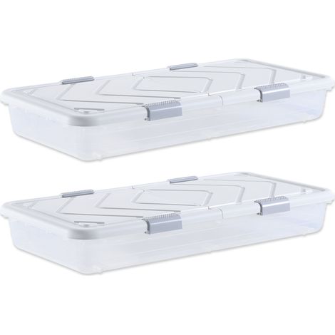 VEVOR Sacs de Rangement sous Lit avec Roulettes, Organisateur de Chaussures sous le Lit de 101x51x15 cm, Boite de Rangement avec Couvercle et Poignees pour Vetements, Couvertures, Chambre a Coucher (1/5)