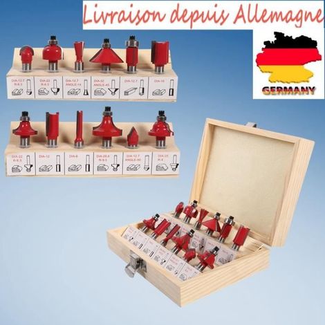 Coffret de 12 fraises à bois en métal bois de coupe Routeur Bits outil (1/4)