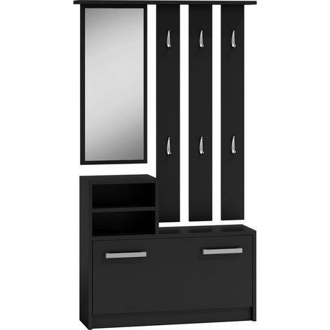 Top-e-shop GAR CZERN Garderobenschrank schwarz matt mit Spiegel