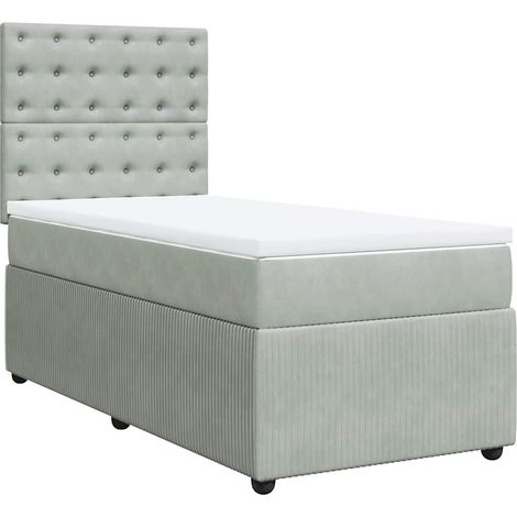Maison Exclusive - Sommier à lattes de lit et matelas Gris clair 90x190 cm Velours (1/5)