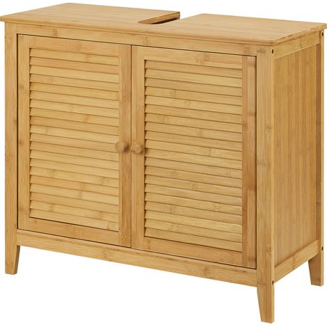 Mueble bajo lavabo con 2 puertas 60 x 67 x 30 cm bambú 030007738