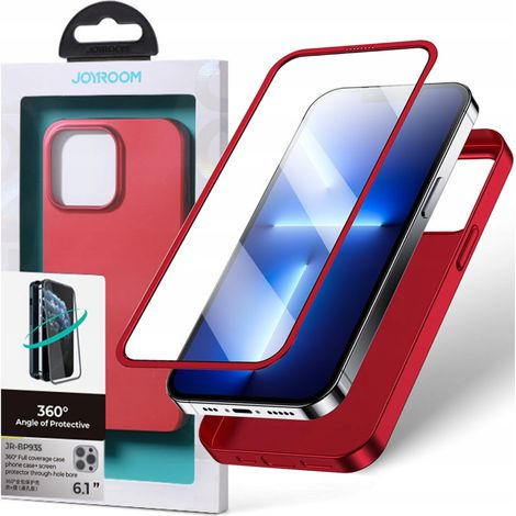 Funda Joyroom 360 completa para iPhone 13 Pro Max, cubierta frontal y trasera, cristal templado, rojo (JR-BP928 rojo) (1/5)