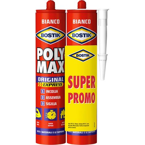 ADESIVO SIGILLANTE UNIVERSALE 'POLY MAX' ORIGINAL 2 pz - gr. 425 - bianco - BOSTIK