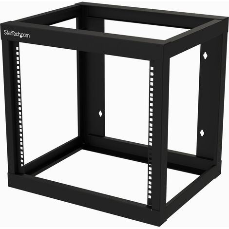 StarTech.com Rack serveur mural 9U à cadre ouvert - Profondeur de 45,7cm - Acier - 2 montants - 9U - Rack monté sur le mur - 80 kg - Noir - Acier - Ouvert (RK919WALLO)