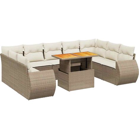 Maison Exclusive - Juego de sofás jardín con cojines beige 10 pza (1/3)