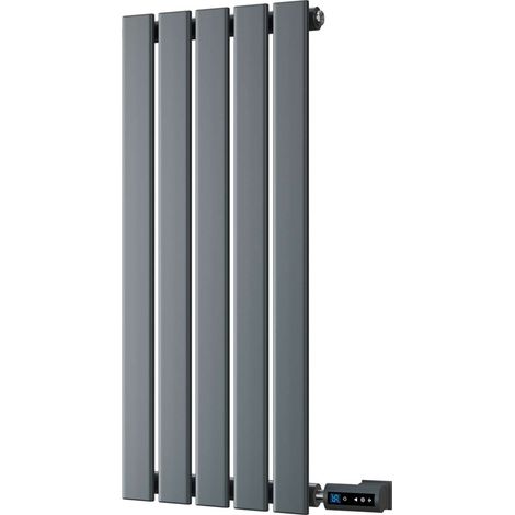 Typhoon - Anthracite Horizontal Electric Radiator H800 x W340mm Single Panel 200w Thermostatic WIFI - Feet Included (1/2)