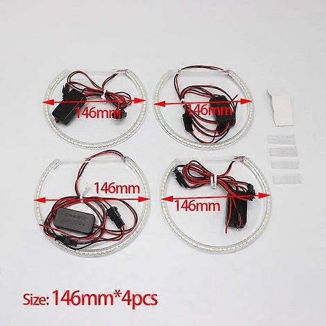 LED-Lichtringe (Tagfahrlicht, SMD, Angel Eyes) für BMW 3er, 5er, 7er (E39, E46, E38, E36) – Scheinwerfer-Nachrüstung (131 mm, 146 mm) – Weiß, 4 Stück (1/5)