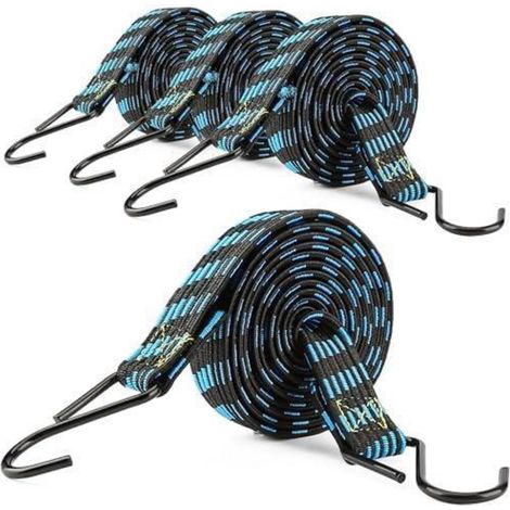 Spanngummi mit Haken 200cm Flachband 4 Stück Blau (1/5)