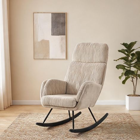 Fauteuil beige en corduroy 94 x 67,5 x 106 cm (1/5)