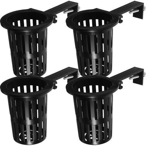 Homoyoyo Lot de 4 jardinières hydroponiques en plastique noir, panier robuste avec fentes (1/5)