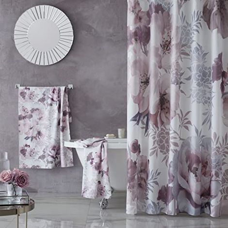 Catherine Lansfield Drammatic Floral - Tenda da doccia 180 x 180 cm, colore: Rosa (1/4)