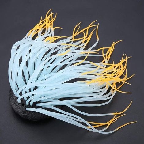 Leuchtende Seeanemone aus Silikon, künstliche Korallenpflanze - Aquariendekoration - Orange. (1/5)