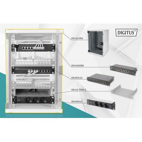 Digitus Armadio di rete a muro 10 pollici Grigio Chiaro