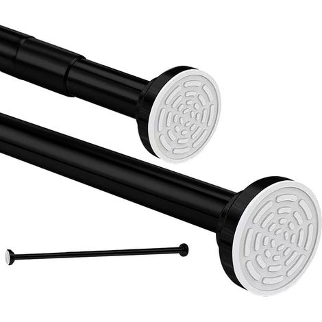 1 - Barre Télescopique - Tringle à Rideau de Douche - Réglable sans Perçage - Acier Inoxydable Antidérapant - Pour Salle de Bain et Baignoire - Noir - 120x290cm