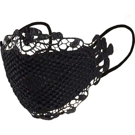 Gesichtsmaske aus Baumwollmischgewebe mit zarten Spitzenapplikationen und weichen Ohrschlaufen – waschbar, wiederverwendbar und ideal zum Radfahren, Campen und Reisen. (1/5)