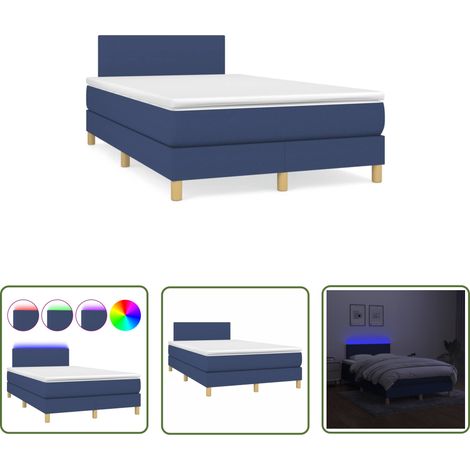 The Living Store Boxspringbett mit Matratze & LED Blau 120x190 cm Stoff - Boxspringbett - Schlafsystem - Doppelbett - Bettenrahmen - Lattenrost (1/5)