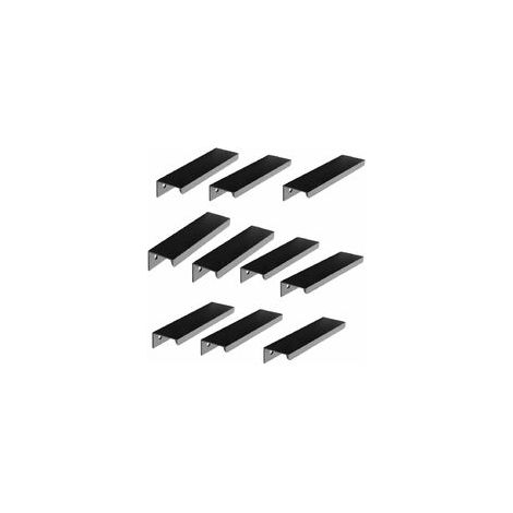 Lot de 10 poignées noires pour meubles - Poignée invisible