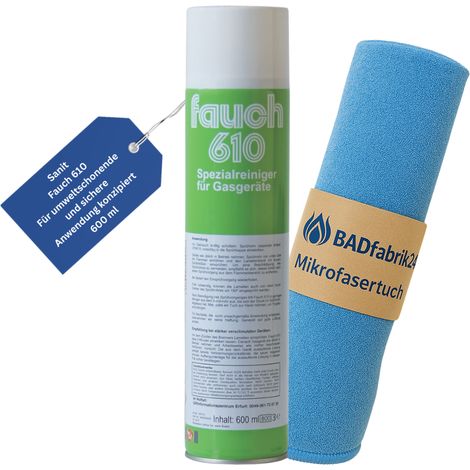 BADfabrik24 Fauch 610 Spezial-Reiniger Nr. 8060  für Gas-Durchlauferhitzer, Dose 600 ml + Mikrofasertuch
