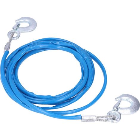 Câble de sécurité en acier de 4 m de long, capacité de charge de 3 tonnes, corde de remorquage avec crochet pour voitures, SUV et mini-voitures