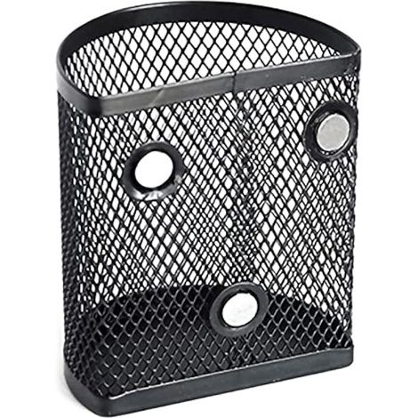 Mandeep Porte Crayon Magnétique Frigo Porte Stylo Magnétique Panier De Rangement en Maille Pot à Crayon Aimanté pour Bureau Enfant Tableau Blanc - Noir Minimaliste (1/4)