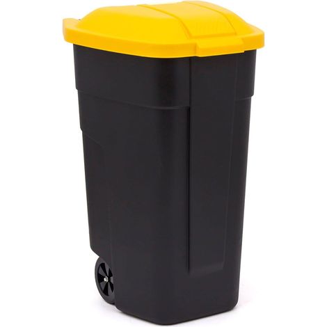 Curver 110L Gartenmülltonne Schwarz und Gelb Robuste