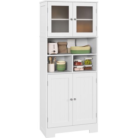 Cuisine bien rangée, armoire de cuisine avec 4 portes, 3 compartiments et étagères réglables, blanc (1/5)