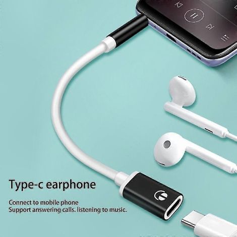 Câble adaptateur USB-C femelle vers jack 3,5 mm mâle, cordon audio analogique pour lecteurs MP3, connexion casque stéréo, compatible divers appareils, robuste et pratique. (1/2)