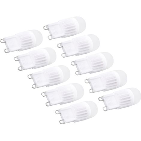 Lot de 10 ampoules LED G9 dimmables 2W 500lm (équivalent halogène 30W) pour lustre, plafonnier et applique murale (220V, lumière blanche). (1/5)