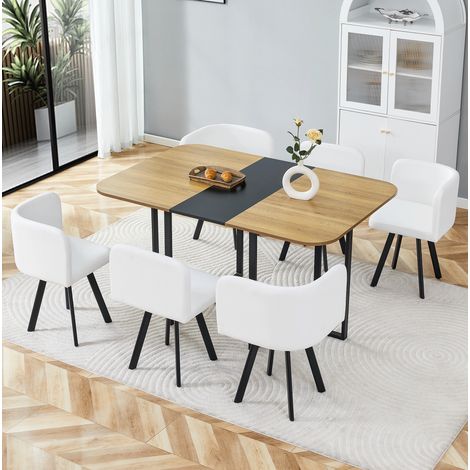 Tavolo allungabile 150 x 100 x 79 cm con 6 sedie, MDF e metallo, multicolore HAVRYA (1/5)