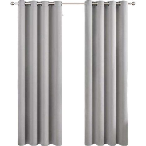 Rideau Occultant Thermique à Oeillets - 1 Pièce 132x213cm - Décoration Fenêtre pour Salon et Chambre - Gris Clair (1/4)