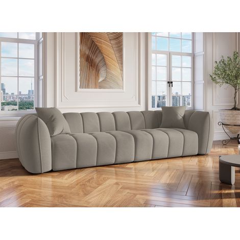 Deco in paris canape droit 4 places en tissu taupe largeur 280 cm hauteur dassise 43 cm structure bois assise mousse livre en 2 colis (1/5)