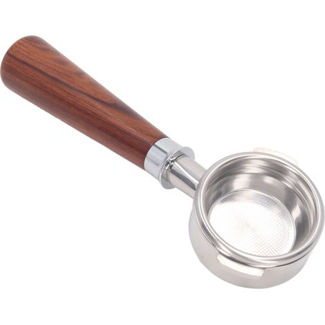 Poignée de porte-filtre à café 58 mm en acier inoxydable, amovible, sans fond, à 3 oreilles, pour machine à café Nuova A1, finition palissandre (1/5)