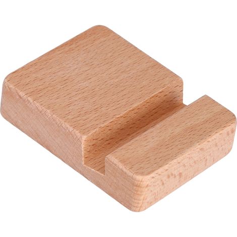 Support Téléphone en Bois Compact et Durable, Support Universel Simple et Moderne pour Bureau ou Maison, Support à Fente Unique Carré (1/5)