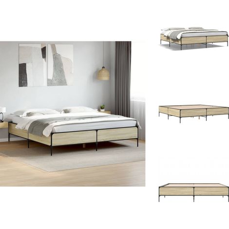 Cadre de lit sans matelas chêne sonoma 180x200 cm - Cadre De Lit - Lit Double - Lit En Bois - Lit Design - Literie (1/5)