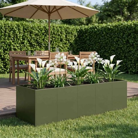 vidaXL Macetero de Jardín Verde oliva 200 x 80 x 60 cm (1/5)