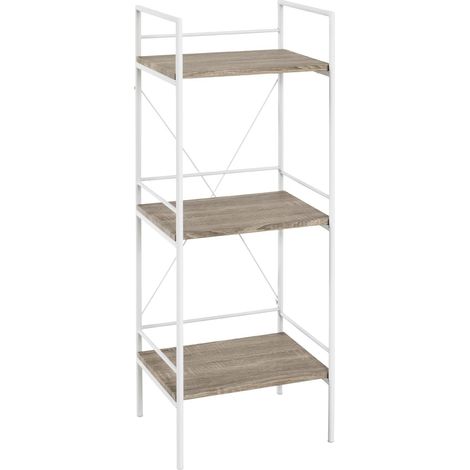 étagère chêne Clair, Blanc, MDF, métal - Dim: L 96 cm x H 27 cm x P 27 cm, Style: Modern (1/3)
