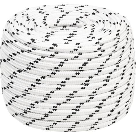 vidaXL Braided Boat Rope White 14 mmx25 m Polyester