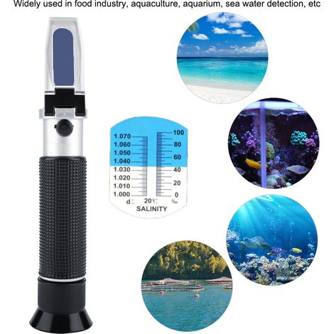 Réfractomètre de salinité portable 0-100 %, salinomètre, testeur de concentration en sel de l'eau de mer