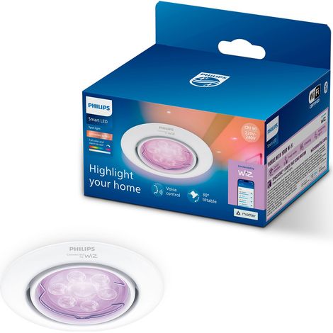 Philips Smart Lighting Slimme Foco empotrable Redondo (Blanco) - GU10 Luz blanca y de color - WiFi (1/5)