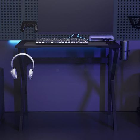Gaming-Schreibtisch mit K-Gestell Schwarz 90x60x75 cm