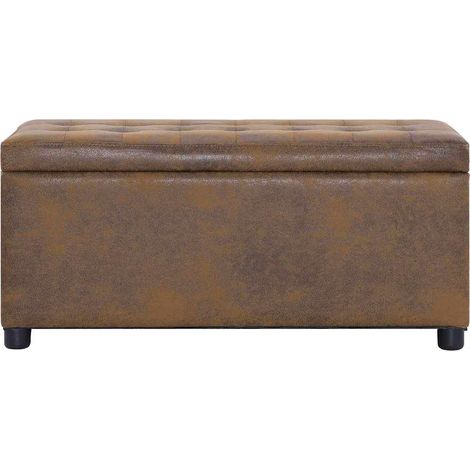 Maison Exclusive - Pouf de rangement 87,5 cm Marron Similicuir daim (1/5)