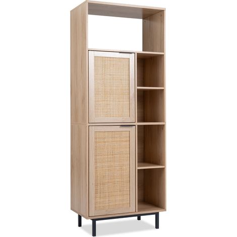 Rattan Storage Cabinet with 2 Doors and 5 Shelves - Natural (1/5)