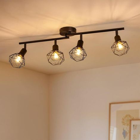 Rampe de Spot LED Plafond – Spots et Rails de Spot ébène – Vintage Luminaire Plafonnier Cuisine – Pl (1/5)