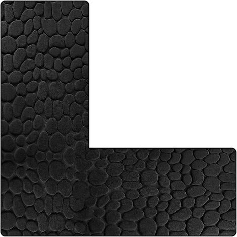 Tapis d'angle de salle de bain en L - Tapis antidérapant et absorbant en mousse à mémoire de forme pour douche, baignoire et cuisine (1/5)