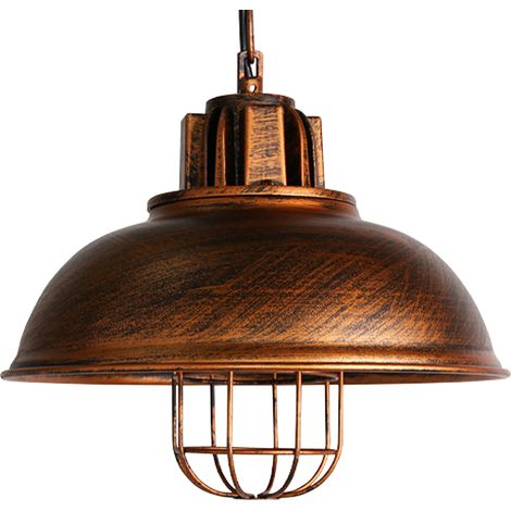 Suspension Luminaire Industrielle, STOEX Ø33CM Lustre Industriel Plafonnier Abat-jour en Métal Décoration Éclairage E27 pour Salon Cuisine Bar Loft (Rouille vintage ) (1/5)