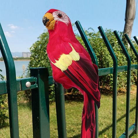 Perroquet artificiel en plumes synthétiques, bel oiseau décoratif pour fête, jardin ou maison (1/5)